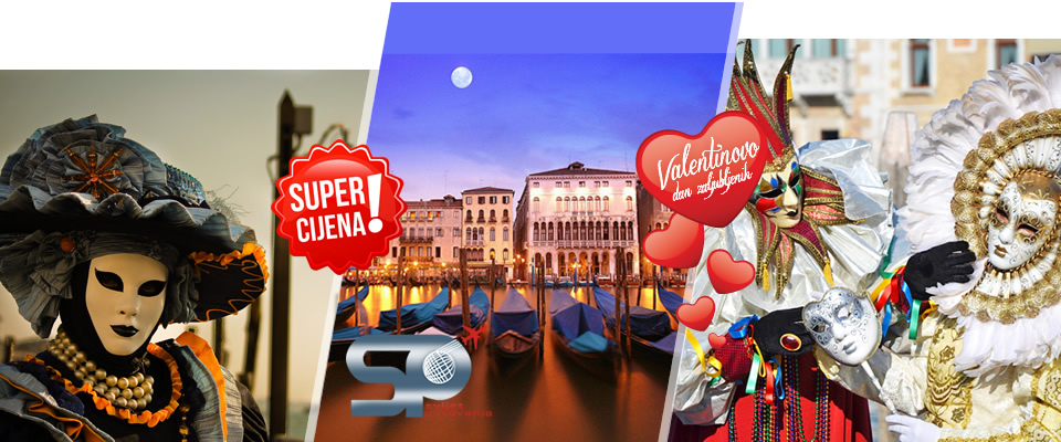 Zaljubljeni pod maskama u Veneciji i Veroni, uz prijevoz autobusom s turističkim pratiteljem, 1 noćenje s doručkom u hotelu 3* i razgledavanje, za samo 495 kn!