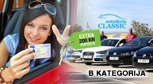 NAPOKON!!! Osposobljavanje za vozača B kategorije u Autoškoli Classic-R u SPLITU za 5890 kuna + POKLON najbržima – 200 KN EXTRA POPUSTA uz KOD: AUTOSPLIT200. Karticama na rate!