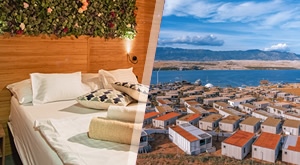 NOVO! Savršen provod za grupu prijatelja ili samo za opuštanje na plaži uz luksuzne Lonely Island Beach House na Zrću! Kratki predah uz 2 noćenja te duži uz predah 15 ili 30 noćenja za do 6 osoba…