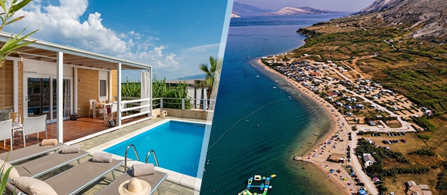 Terra Park SpiritoS, PAG: 2 noćenja, POLUPANSION za 2 odraslih i 2 djece u KUĆICAMA SYLVA ili Sylva s BAZENOM uz plažu. Uživajte u pogledu na VELEBIT i srcu Kolana za savršen OBITELJSKI odmor na moru!