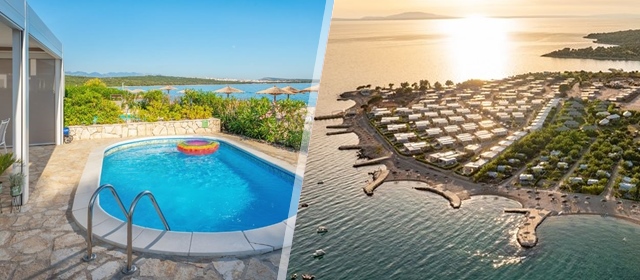 PROLJEĆE u Novalji: 2 noćenja u Terra Park Phalaris za 4-5 osoba + dijete! Kućice Pinus ili Marinus s bazenom UZ OBALU Paga. Gratis parking, Wi-Fi i 15% popusta na restoran. Savršen obiteljski ODMOR!